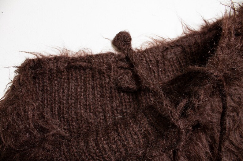 Vintage Mohair Shorts Fuzzy Brown Knitwear 1980s Small Medium