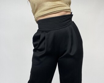 1990s Escada Pants Wool Cropped Trousers XS