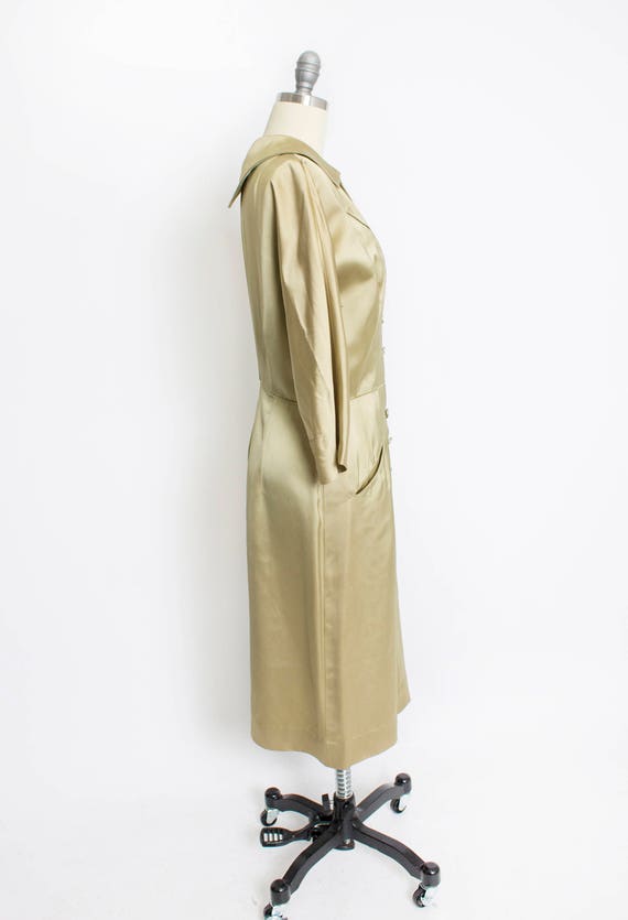 1950s Dress Eisenberg Original Silk Satin Rhinest… - image 2