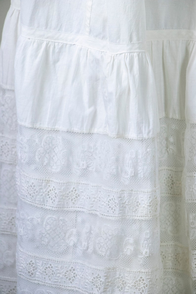 Antique Skirt Edwardian Cotton Lace Petticoat XS image 5