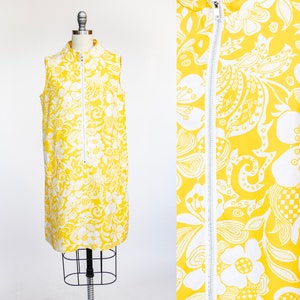 1960s Dress Cotton Floral Printed Shift S