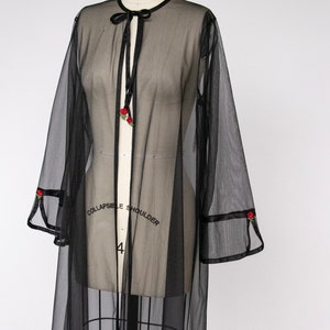 1970s Duster Sheer Chiffon Robe Dress S/M image 2