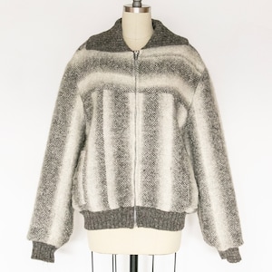 1970s Jacket Wool Stripe Weave L