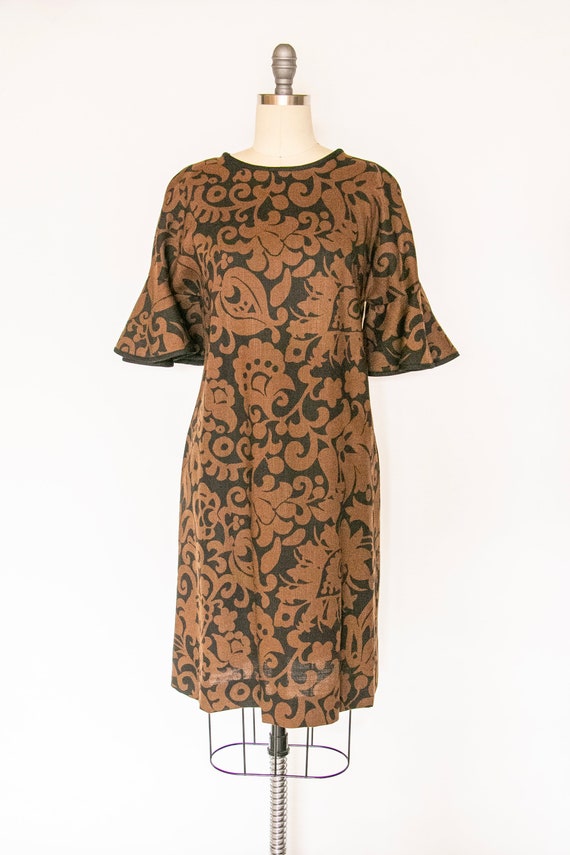 1960s Dress Printed Shift Mod S