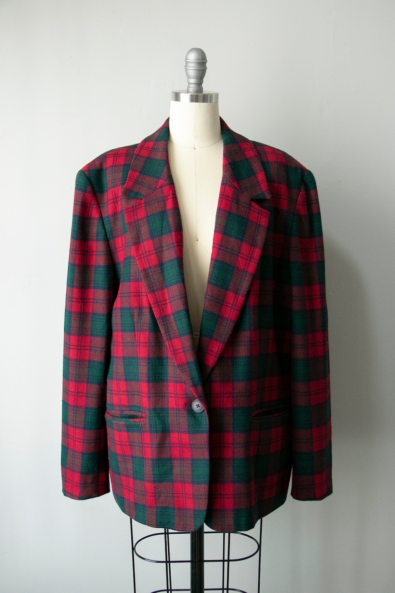 1990s Blazer Jacket Pendleton Plaid Wool XL image 1