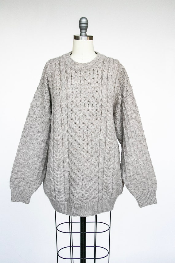 1970s Wool Knit Fisherman Sweater Oversized  L