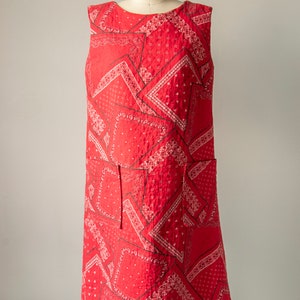 Vestido acolchoado dos anos 1960, bandana, algodão, roupa de dormir, mudança, tamanho grande