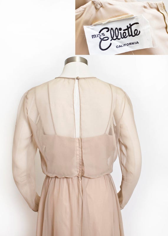 1960s Dress Miss Elliette Chiffon Illusion Gown M - image 5