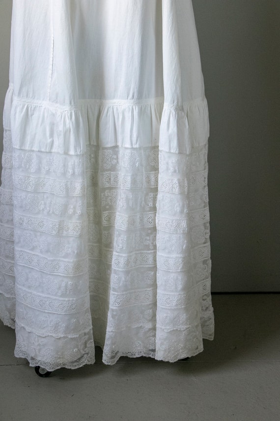 Antique Skirt Edwardian Cotton Lace Petticoat XS - image 6