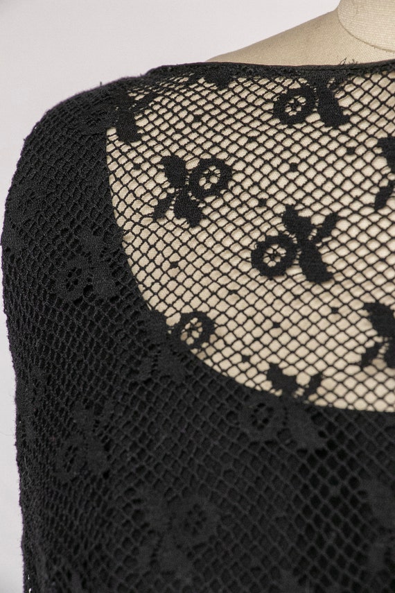 1960s Dress Black Illusion Lace Mermaid S - image 7