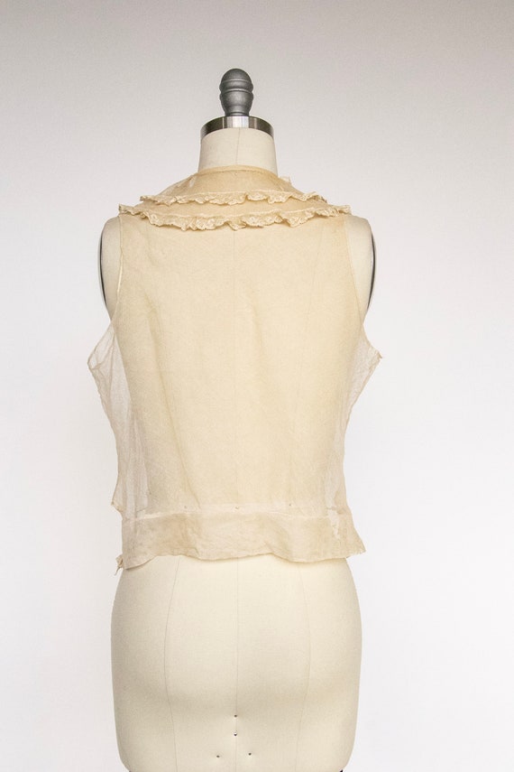1920s Blouse Sheer Netting Lace Camisole Top S - image 3