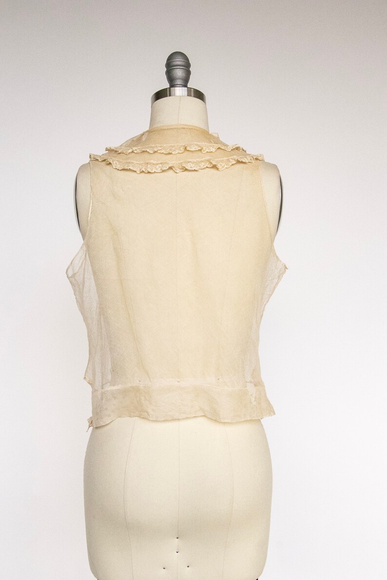 1920s Blouse Sheer Netting Lace Camisole Top S image 3