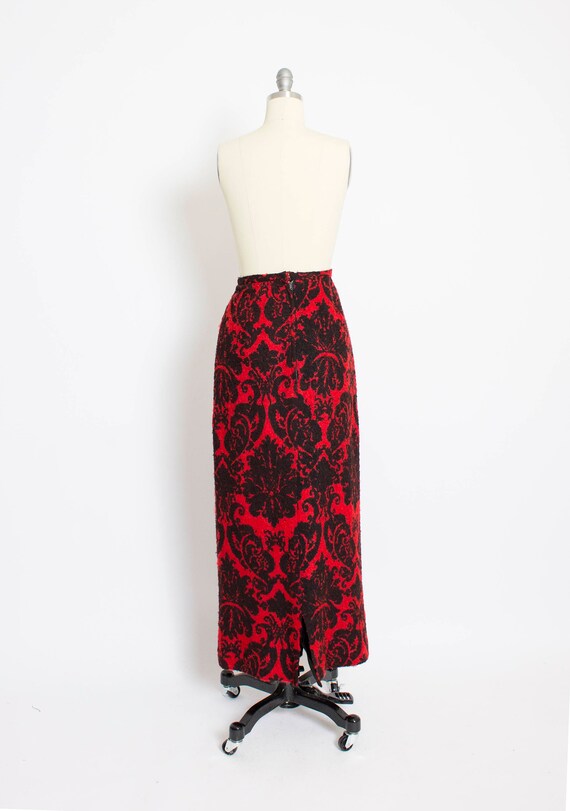 1960s Maxi Skirt Wool Boucle Damask S - image 4