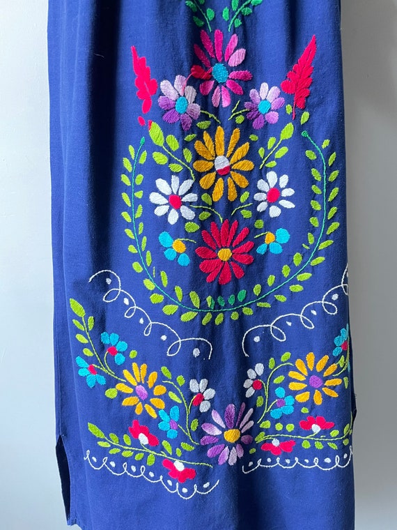 1970s Maxi Dress Mexican Embroidered Cotton S - image 8