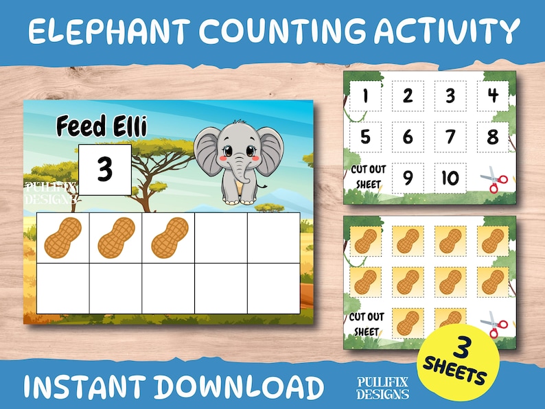 Elephant Counting Activity, Preschool Math Game, Feed Elli, Kids Number ...