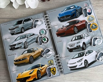 Libro de actividades para niños pequeños sobre marcas de coches: Actividad de aprendizaje del alfabeto ABC