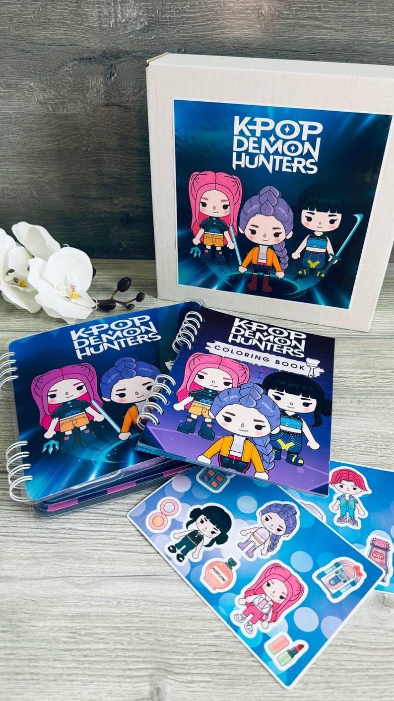 Kpop Dämonenjäger Geschenkbox | Kpop Dämonenjäger Quiet Buch | Dämonenjägerin Kpop Spielzeug | Dämonenjäger Kleinkind beschäftigt Buch | Kpop Kinderaktivität Bild 2