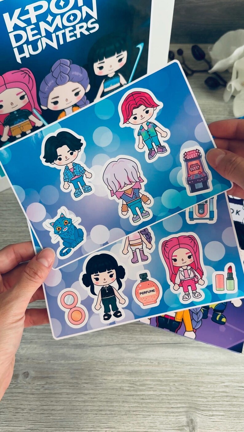 Kpop Dämonenjäger Geschenkbox | Kpop Dämonenjäger Quiet Buch | Dämonenjägerin Kpop Spielzeug | Dämonenjäger Kleinkind beschäftigt Buch | Kpop Kinderaktivität Bild 4