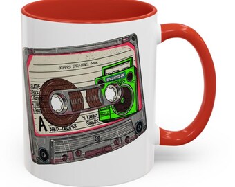Customizable Mixtape Coffee Mug, Retro Music Lover Gift