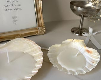 Handcrafted Scallop Shell Candle Set | 1/3/5 Piece Set of Real Customizable Scallop Shell Candles