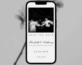 Customizable Photo Save the Date | Modern and Elegant (B/W) for Weddings and Maternity Announcements, Baby Showers, Wedding Invitations