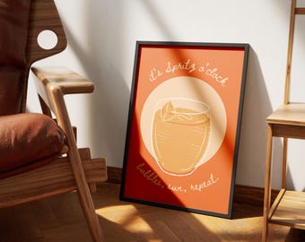 Spritz Cocktail Wall Art | Printable and Customizable | Kitchen, Bar & Living Decor