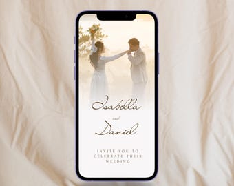 Save the Date Animated Video, RSVP Invitation, Elegant Wedding Template, Customizable with Canva