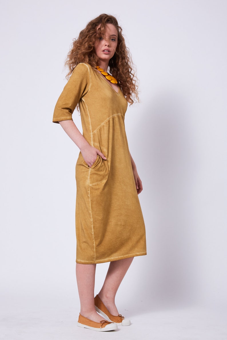 mustard color summer dress