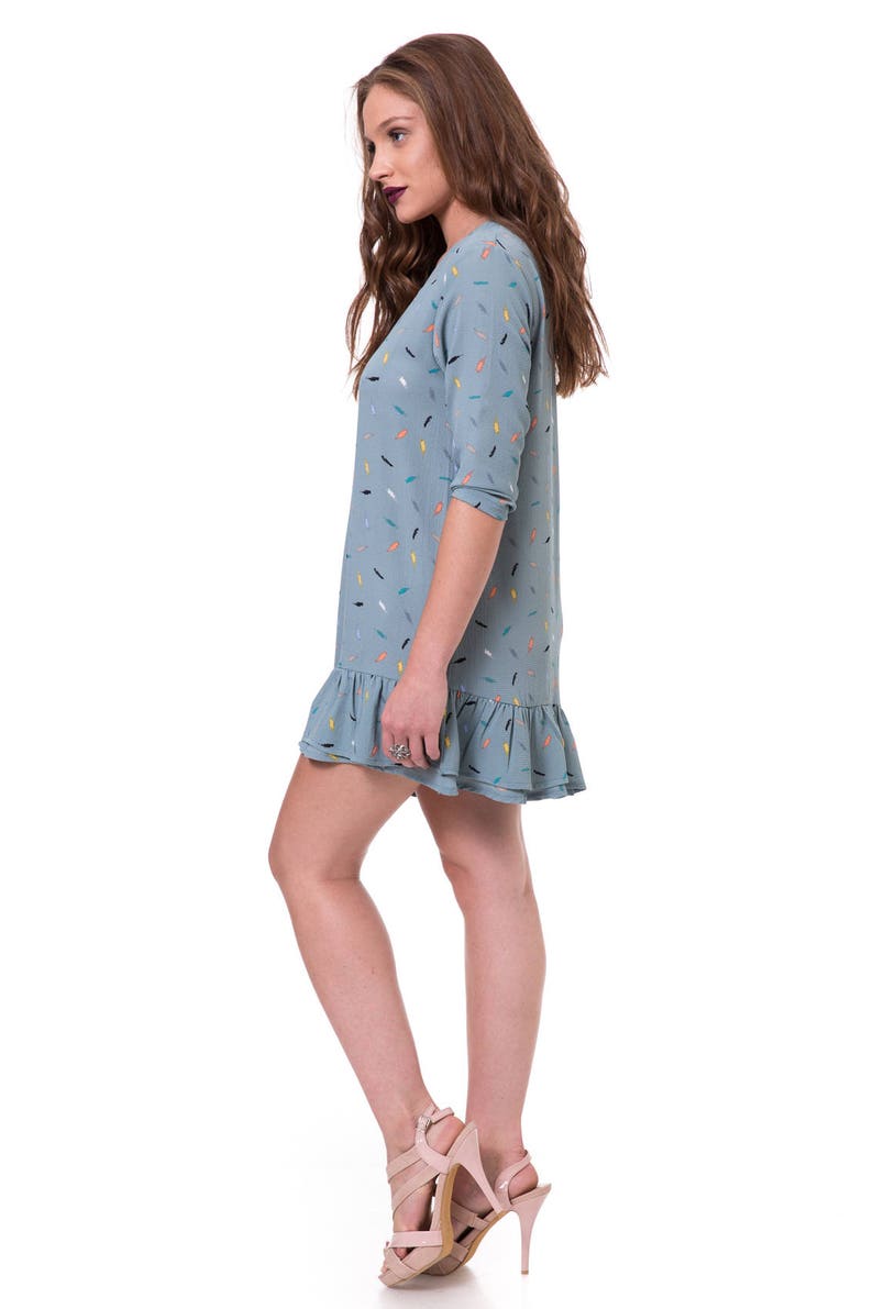 Tunic Dresses With Sleeves Tunic Tops For Leggings Womens Tunic Dress Short Blue Dress Spring Tunics V Neck Dress Light Blue Tunic