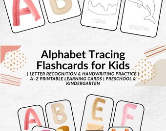 Alphabet Nachverfolgungs-Karteikarten für Kinder | Buchstaben und Handschrift üben | A – Z Druckbare Lernkarten