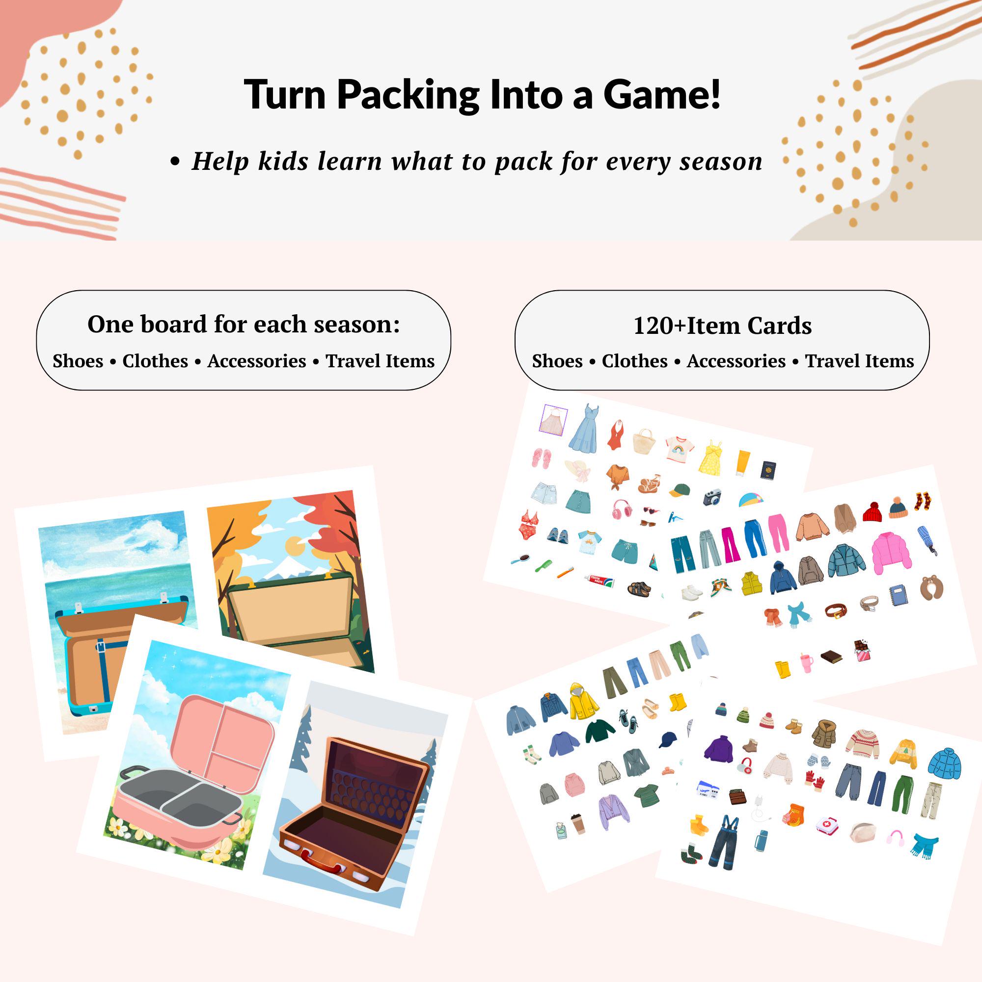 Travel Packing Suitcase Game for Kids – 4 Seasons Printable Activity - Etsy
