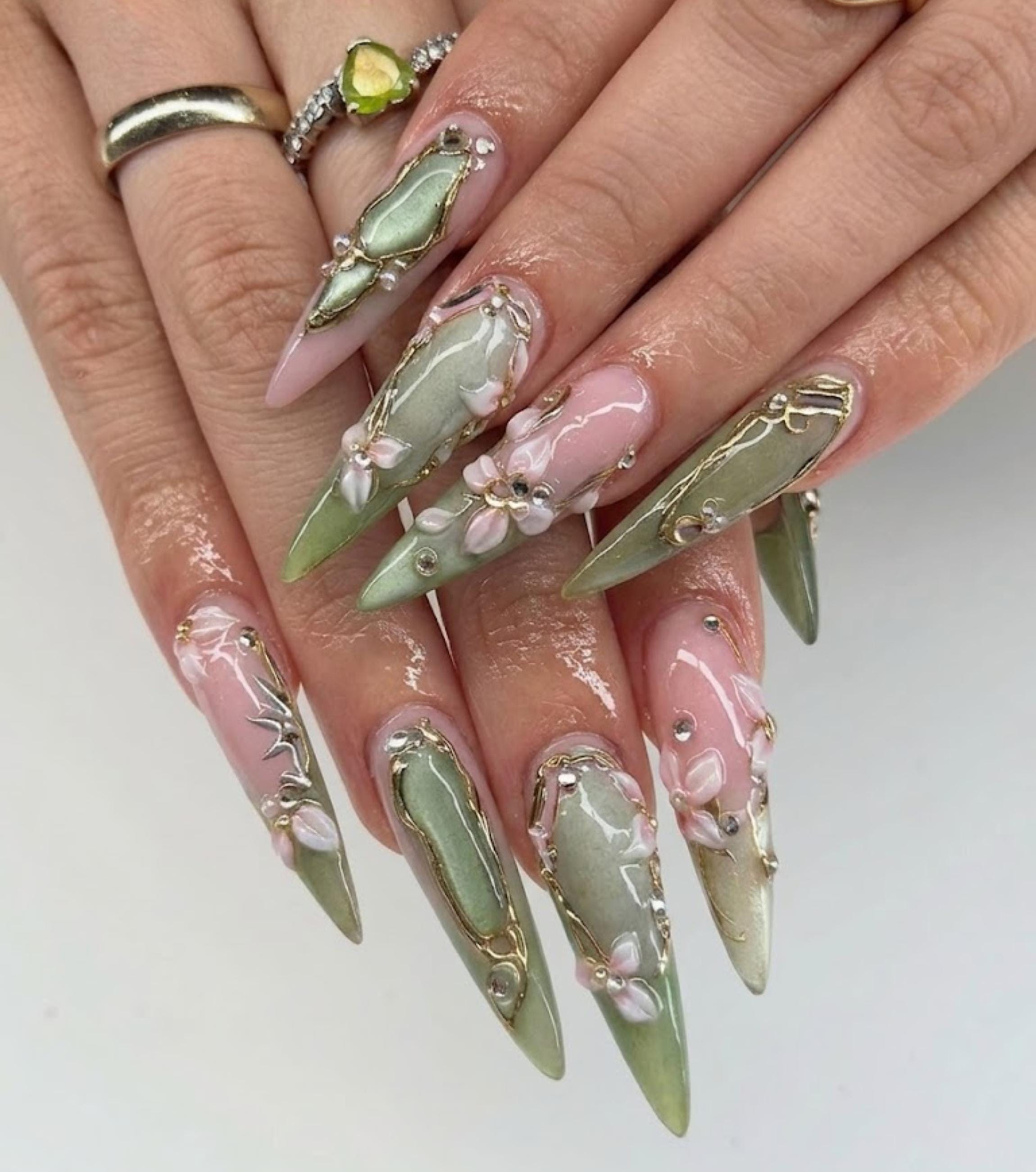 Green Wedding Nails - Etsy