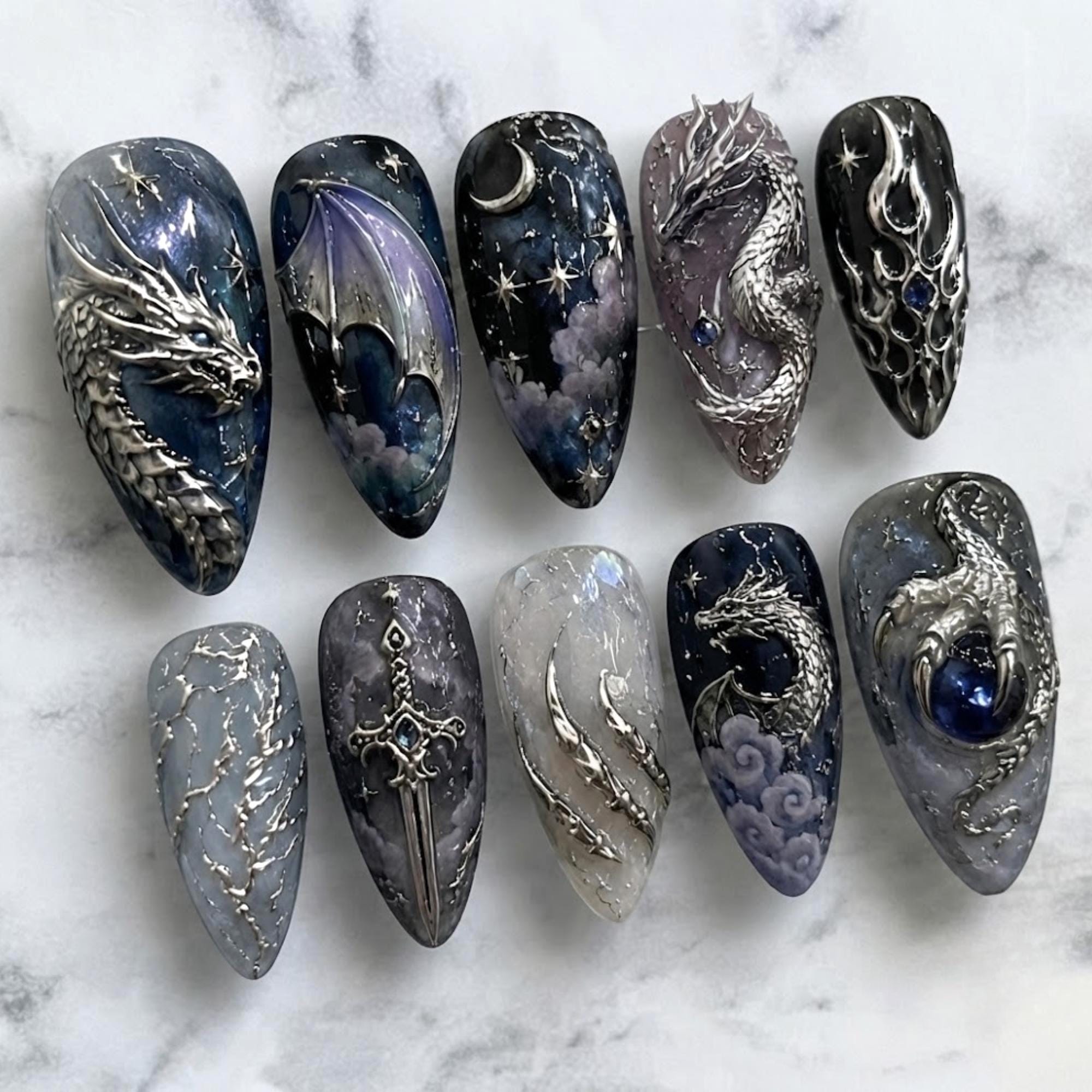 Silver Moon Nails - Etsy