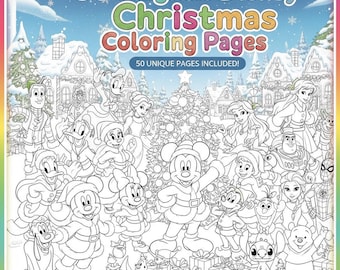 Disney Inspired Christmas Coloring Pages | Kids Holiday Printable – 50 Pages