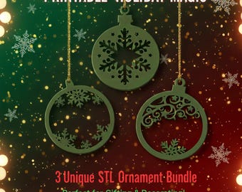 3D Printable Christmas Ornament Set – STL Bundle