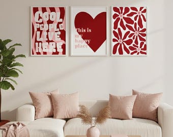 Valentine’s Day Wall Art Set of 3 | Romantic Home Decor (Digital Download)