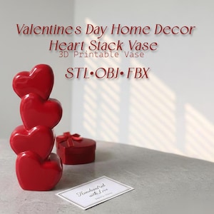 Romantic Valentine's Decor – Stacked Hearts Vase 3D Model –  STL-OBJ-FBX – Download Printable Digital File