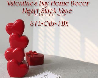 Romantic Valentine's Decor – Stacked Hearts Vase 3D Model –  STL-OBJ-FBX – Download Printable Digital File