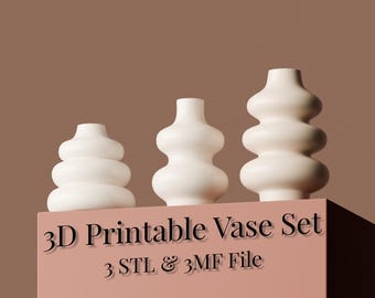 Minimalist Bubble Vase STL & 3MF Set, 3D Printable Vase Model, Digital Download