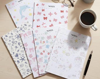 50 Printable Note Papers  | A4 / US Letter Digital Download | Planner and Journal Pages