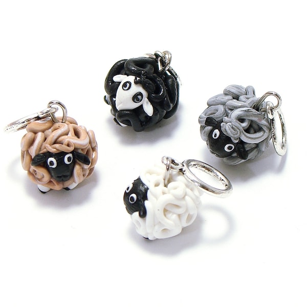 Knitting / Crocheting stitch markers flock of sheep handmade set of four