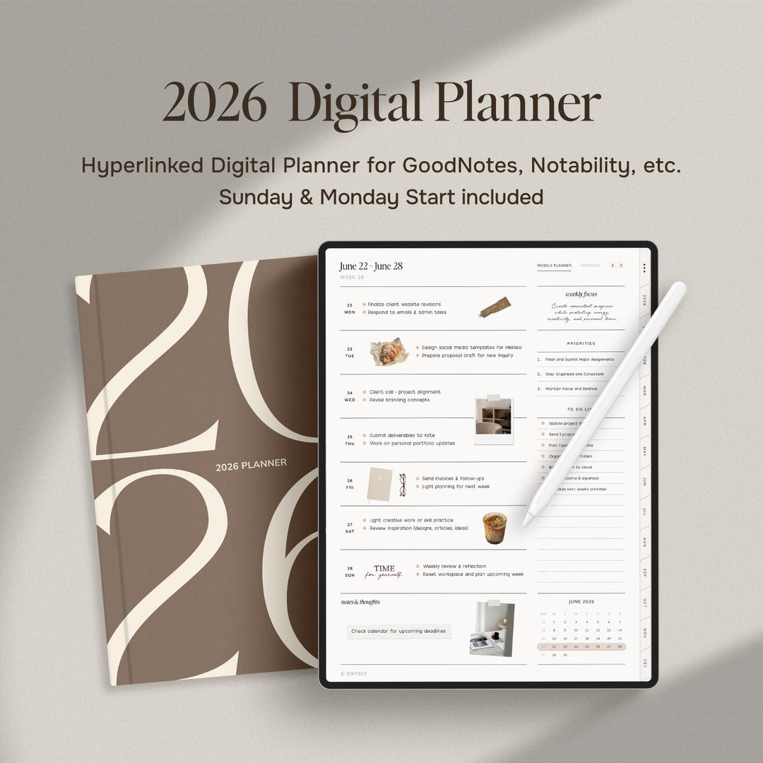 2026 Digital Planner Goodnotes Notability Planner iPad Daily Weekly ...