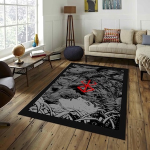 Berserk Rug, Anime Rug, Gift for Anime Fans, Manga Rug, Anime Decor, japanese manga rug, cartoon rug, Game Room Decor, 10x12 Rug, Custom Rug