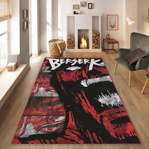 Tapis Berserk, tapis anime, cadeau pour les fans d&#39;anime, tapis manga, décoration anime, tapis manga japonais, tapis dessin animé, décoration de salle de jeux, tapis 10 x 12, tapis personnalisé