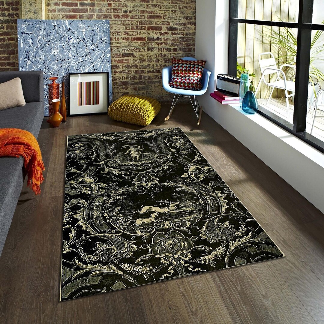 Rococo Rug Texture Rococo Style Rug, Historical Pattern, Abstract Rug, Non-slip Washable ...