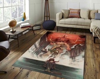 Ataack On Titan Rug, Anime Rug, anime manga cover, Manga Rug, Anime Decor, japanese manga rug, cartoon rug, Game Room Decor, 10x12 Rug, aot