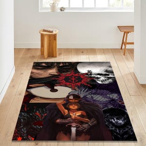 Berserk Rug, Anime Rug, anime manga cover, Manga Rug, Anime Decor, japanese manga rug, cartoon rug, Game Room Decor, 10x12 Rug, Custom Rug