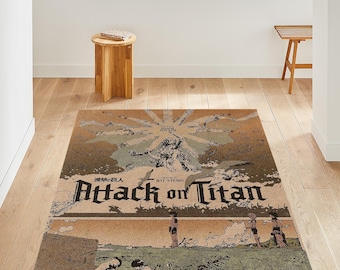Ataack On Titan Rug, Anime Rug, anime manga cover, Manga Rug, Anime Decor, japanese manga rug, manga art, Game Room Decor, 10x12 Rug, aot