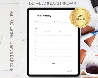 Detailed and minimalistic birthday trip itinerary | Girls  | Travel  | Editable  | Vacation