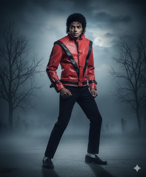 MJ Thriller Jacket: Red Leather 80s Pop Star Costume